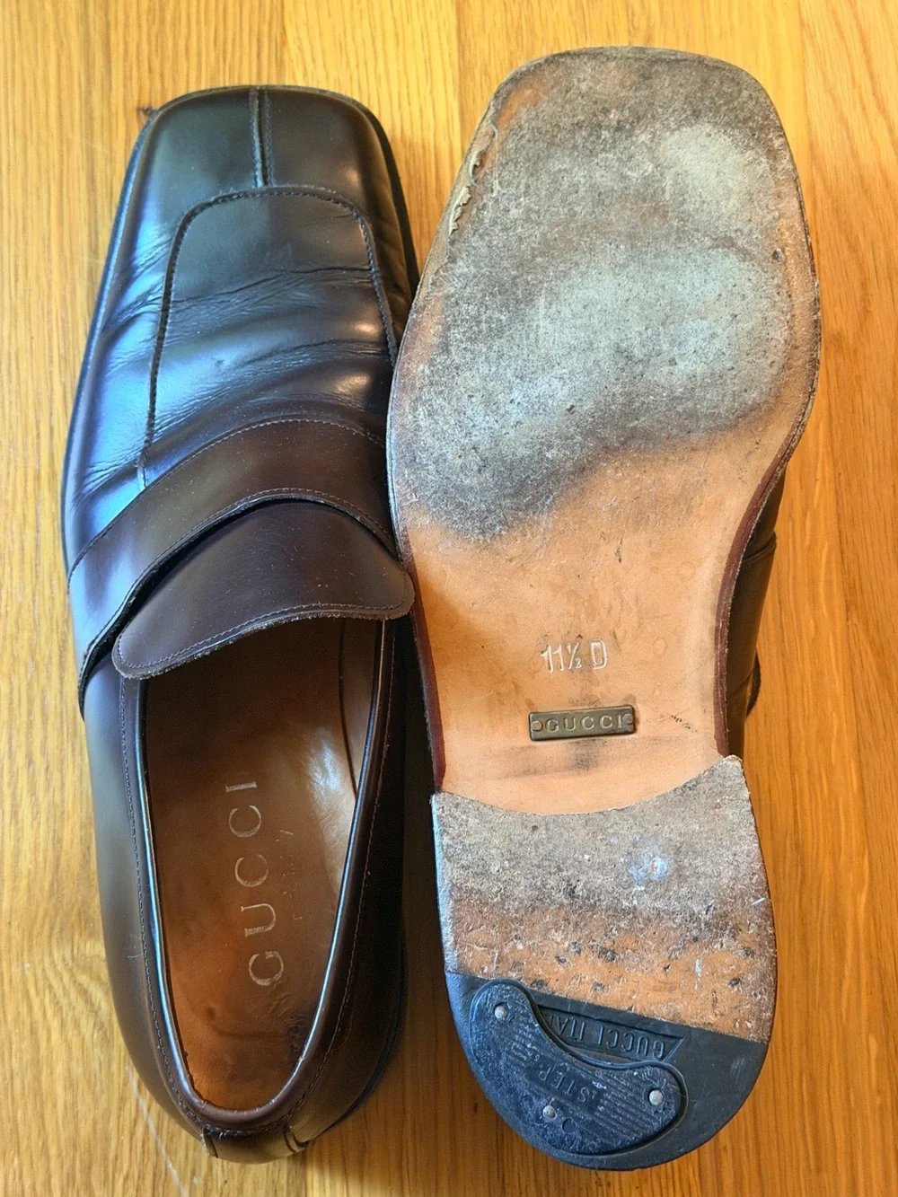 Gucci Men's Dark Brown Leather Penny Loafers